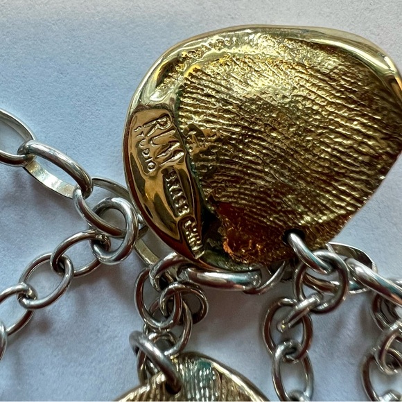 Rare find RLM Studio sterling silver 18” Necklace with with 10 brass charms - Picture 4 of 5